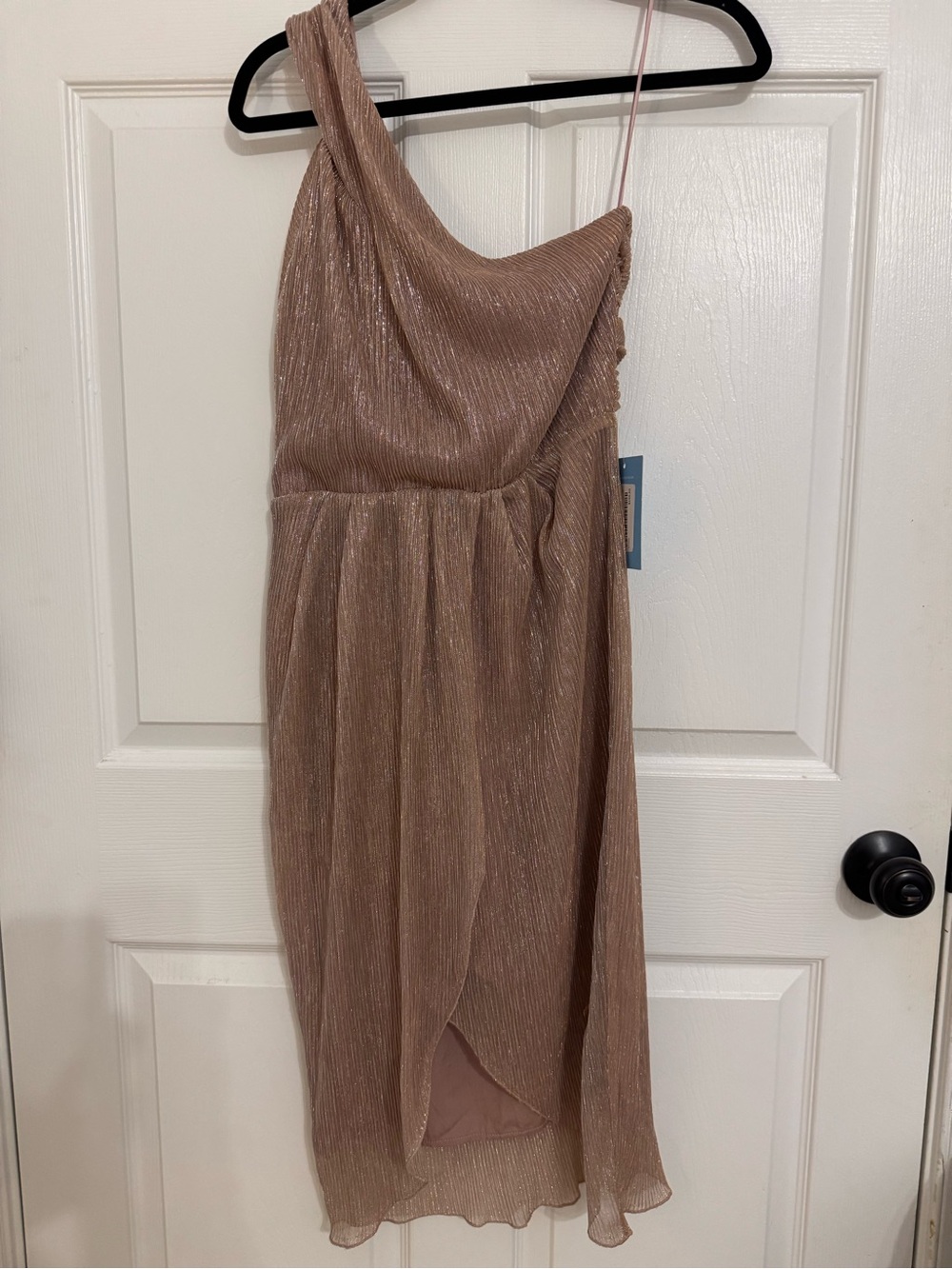 C/MEO Collective One-Shoulder Metallic Rose Midi Dress